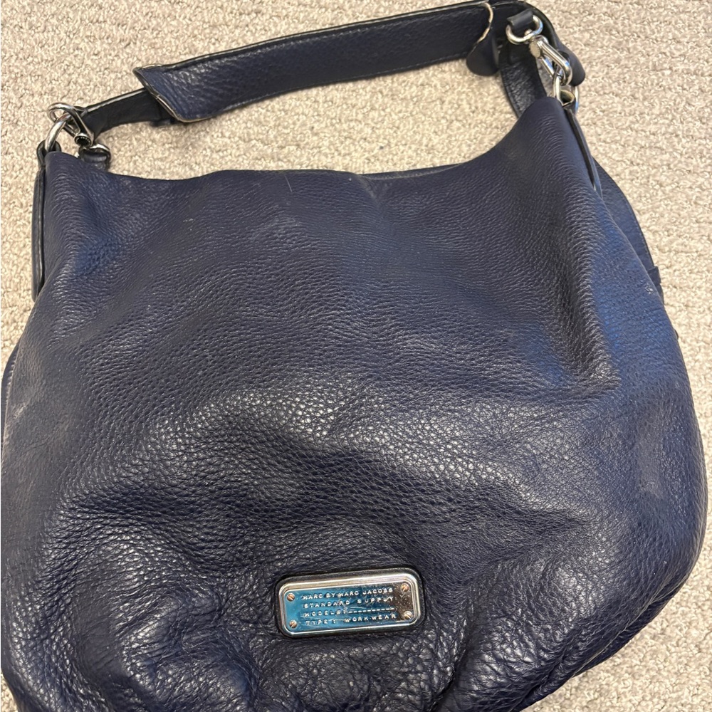 Marc by Marc Jacobs Dark Blue Leather Hobo
